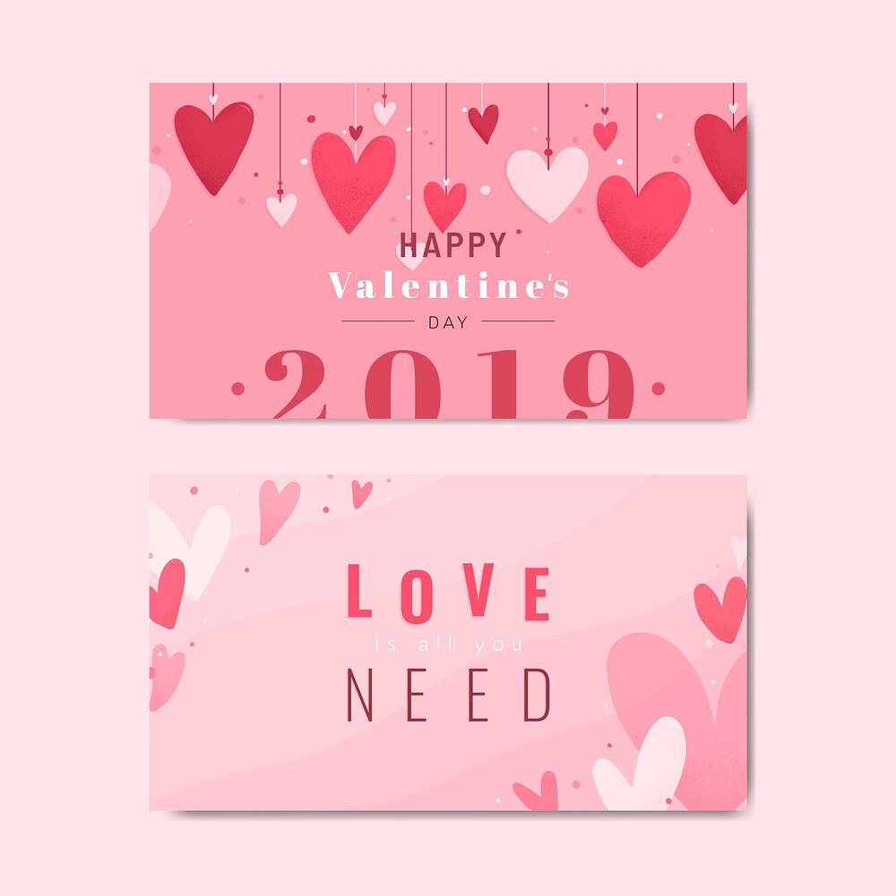Happy Valentine's day 2019 card design vector set