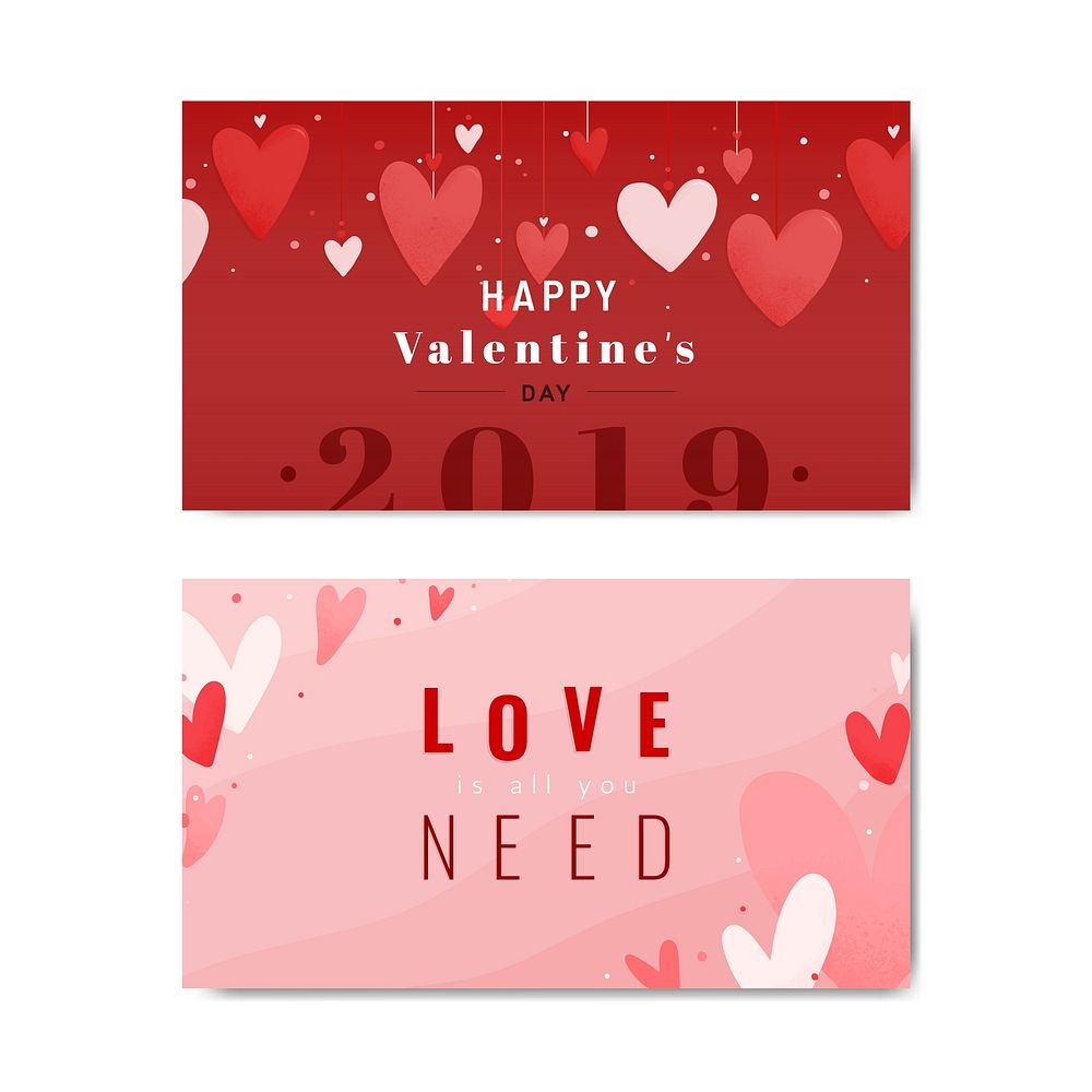 Happy Valentine's day 2019 card design vector set