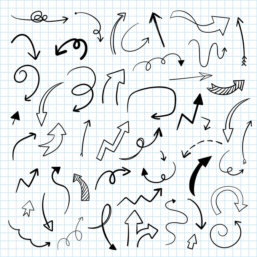 Hand Drawn Doodle Arrows Vector Set Premium Vector Rawpixel