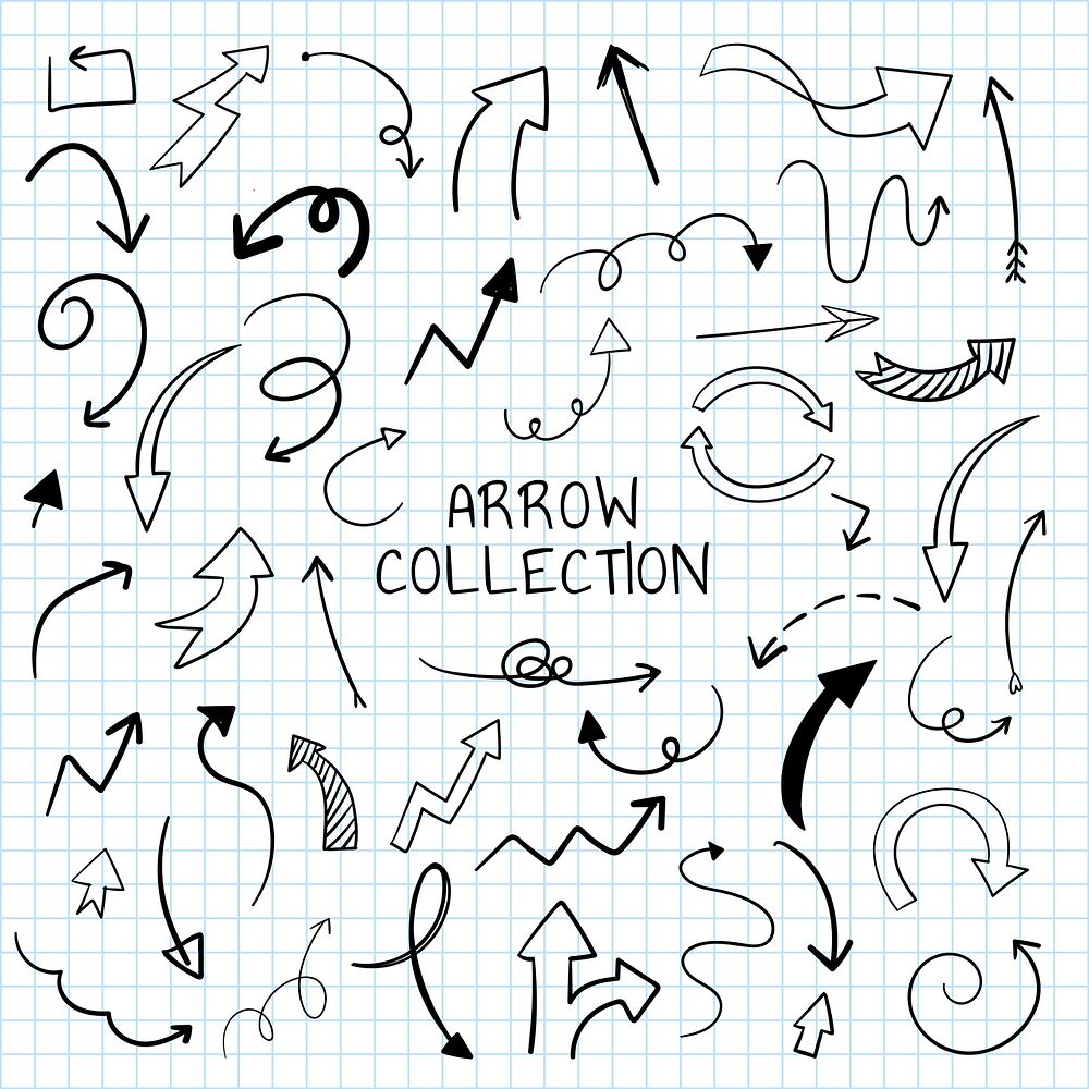 Hand-drawn doodle arrows vector set