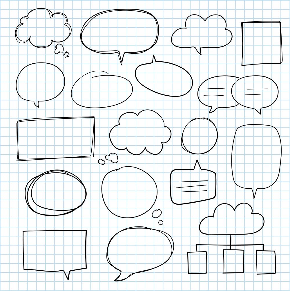 Hand-drawn doodle speech bubbles vector set