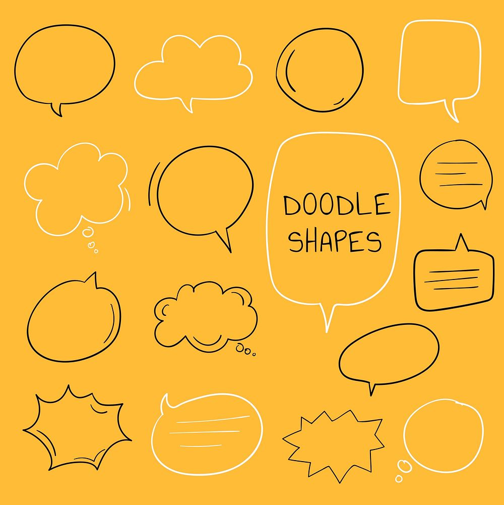Hand-drawn doodle speech bubbles vector set