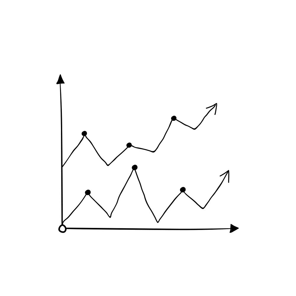 Growing line chart arrows vector