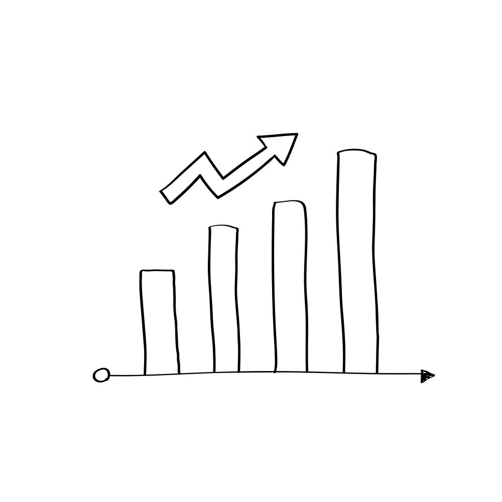 Growing bar graph with an arrow vector