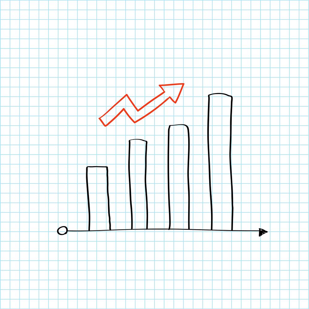 Growing bar graph with an arrow vector