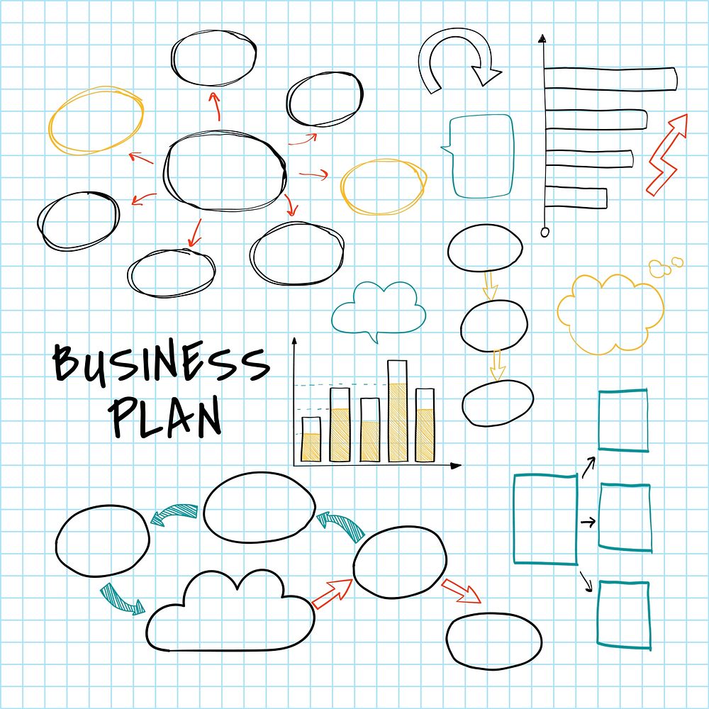 Business plan set with chart and graph vector