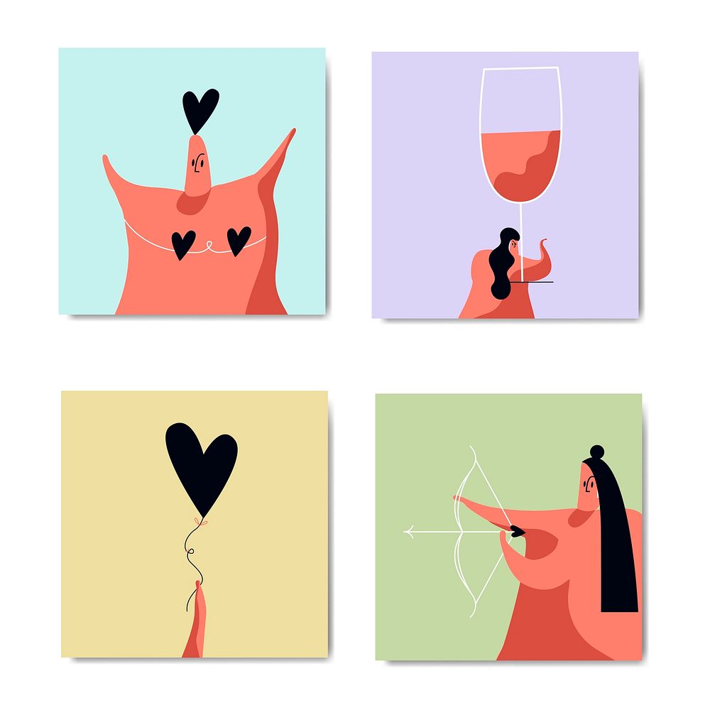 Characters for Valentine's Day set vector