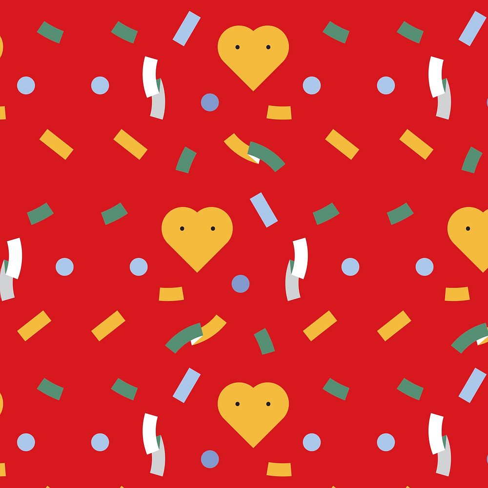 Party confetti and hearts background vector