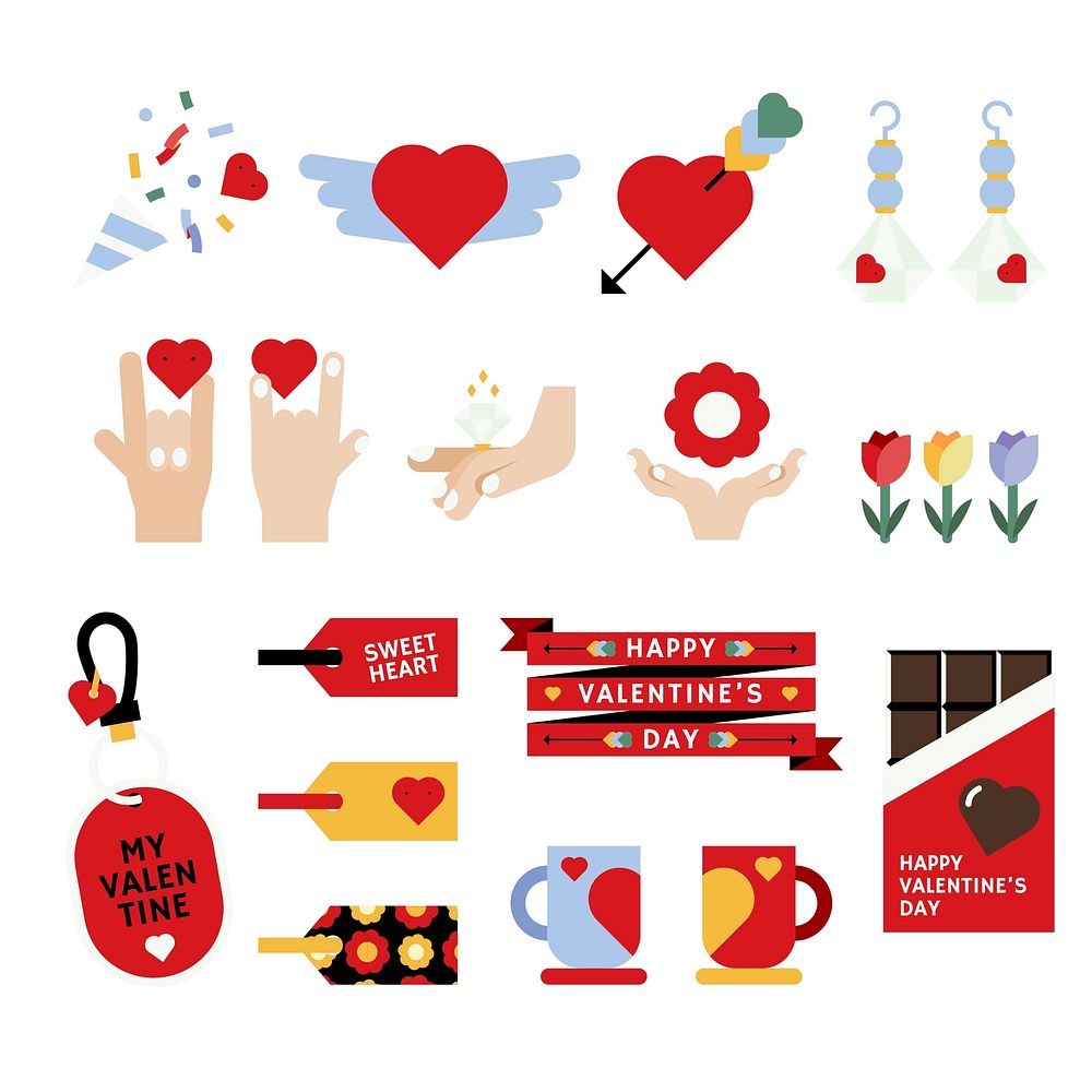 Valentine's day love icon vector set