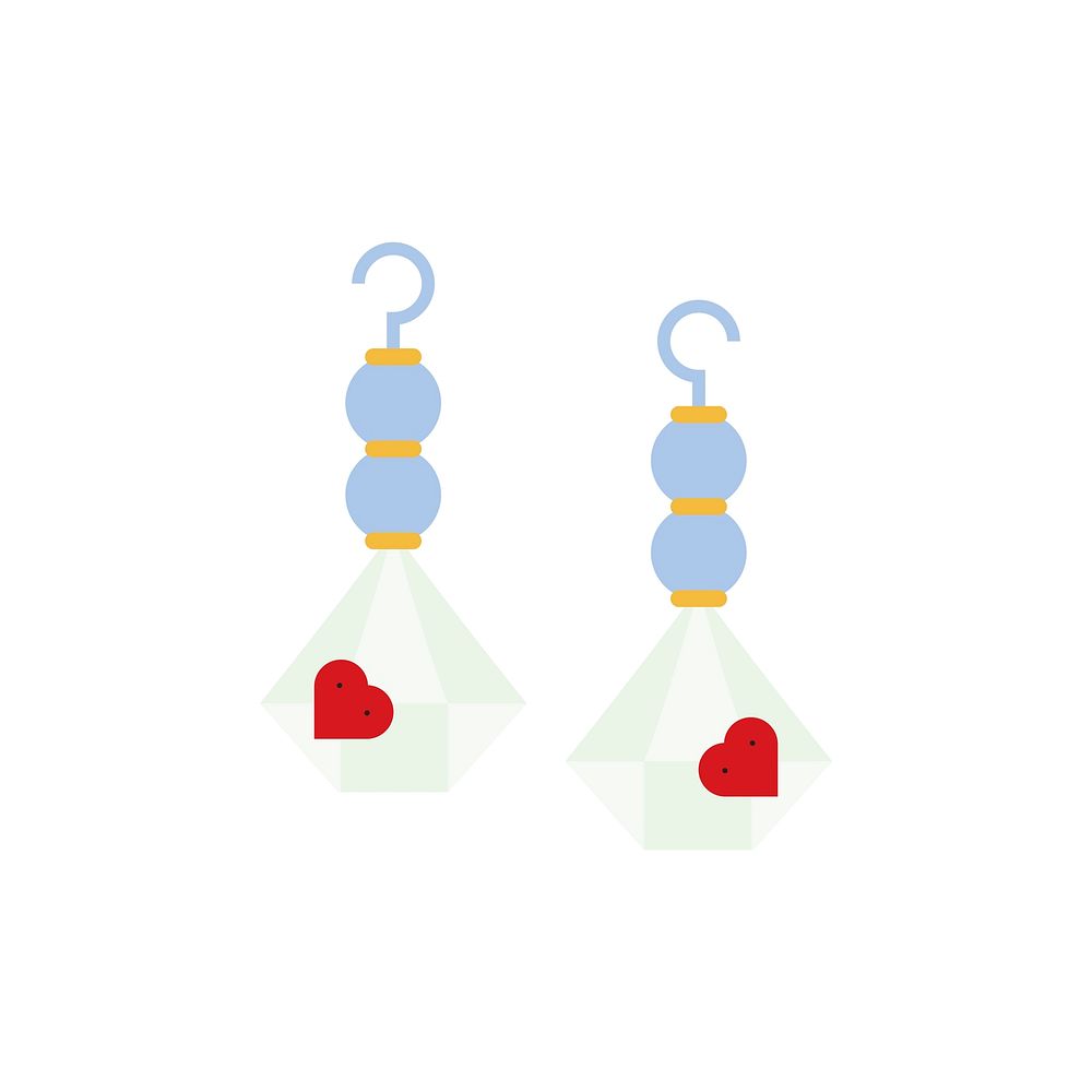 Earrings accessory with heart shapes vector