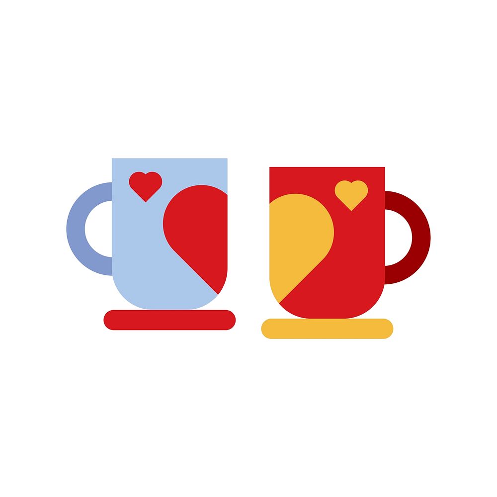 Heart mug cup for the couple vector