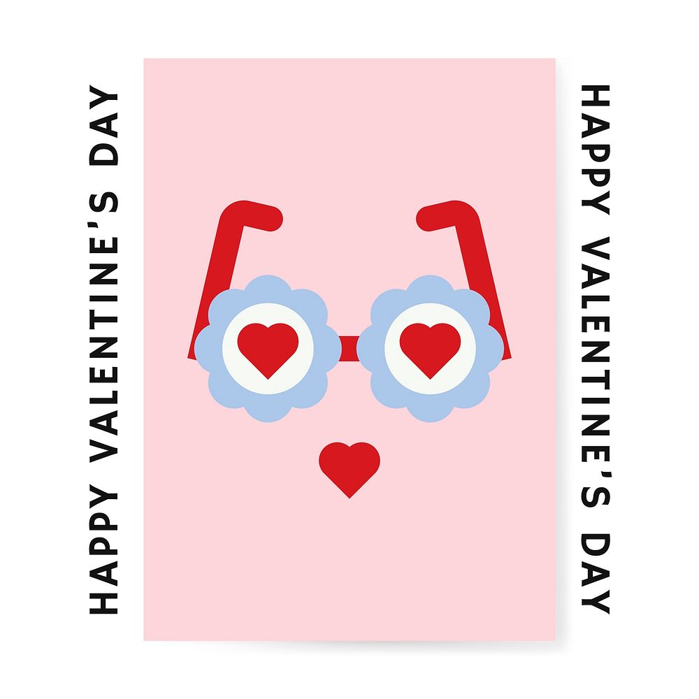 Valentine's day card with glasses with heart icons vector