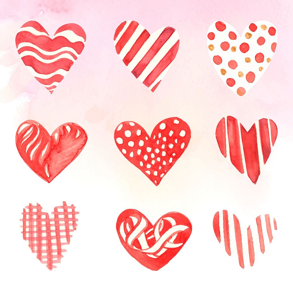 Red hearts pattern wallpaper vector collection