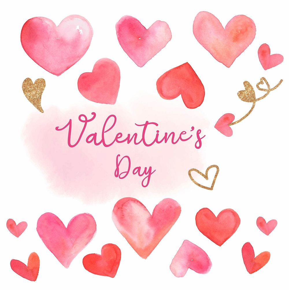 Valentine's Day background watercolor style vector