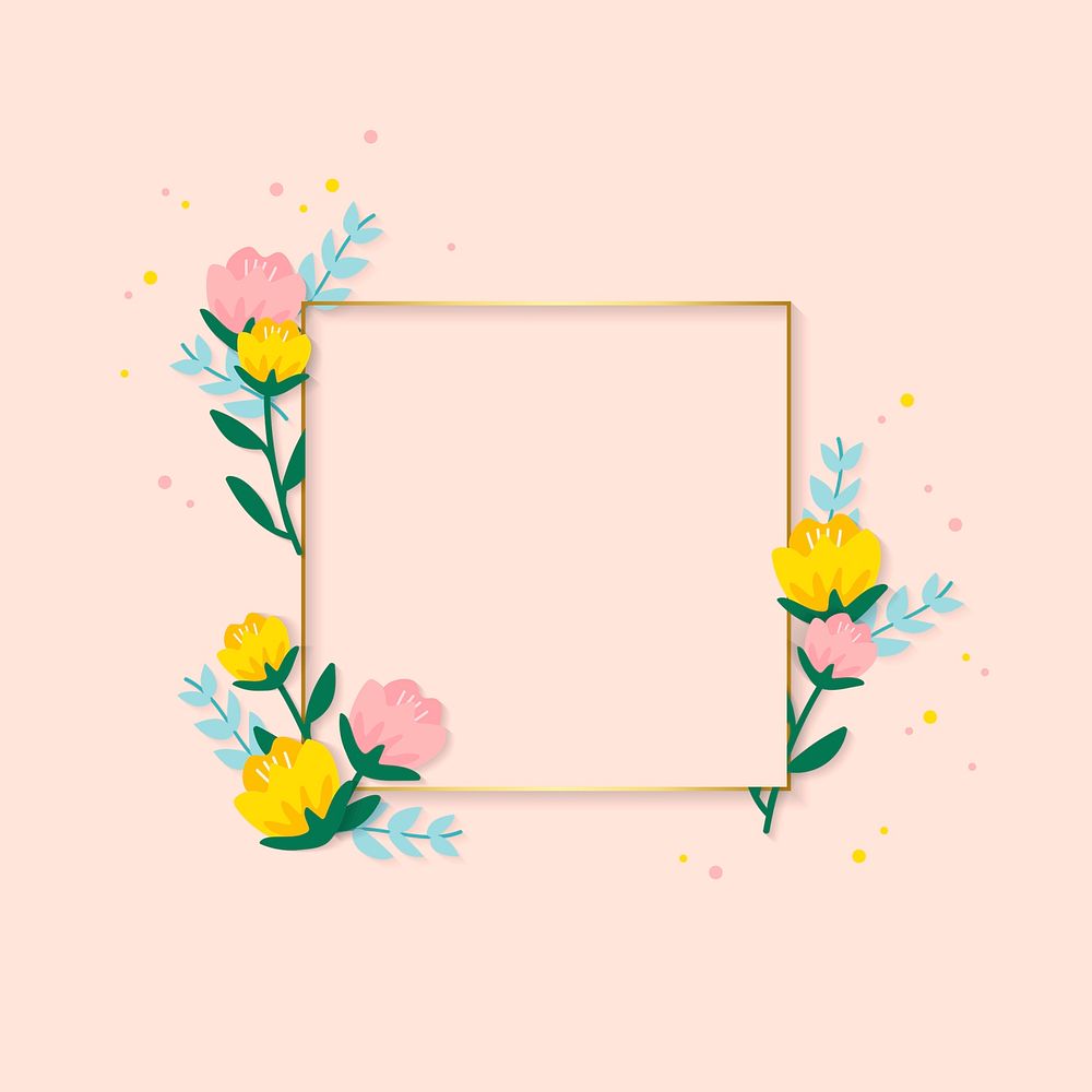 Spring floral frame design vector