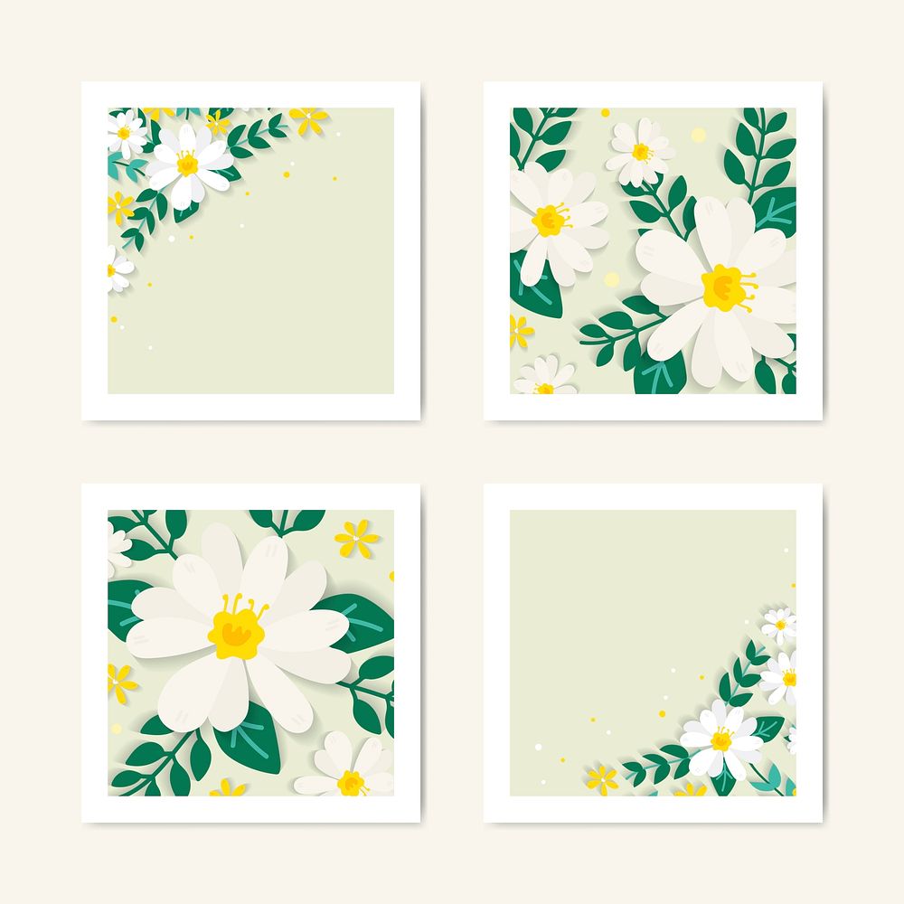 Spring floral frame design vector
