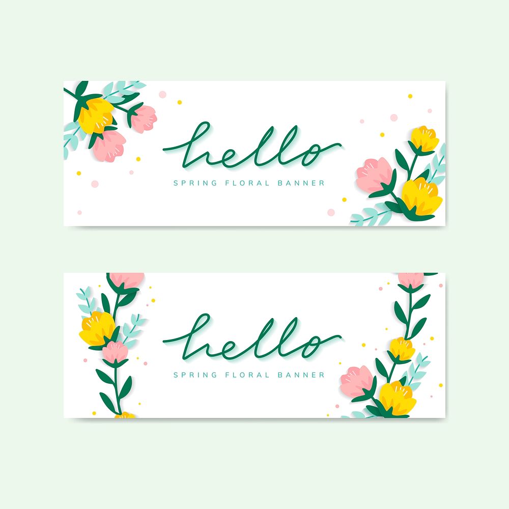 Hello spring floral banner vector