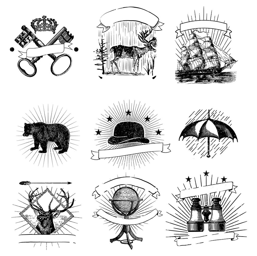 Set of vintage badges vector