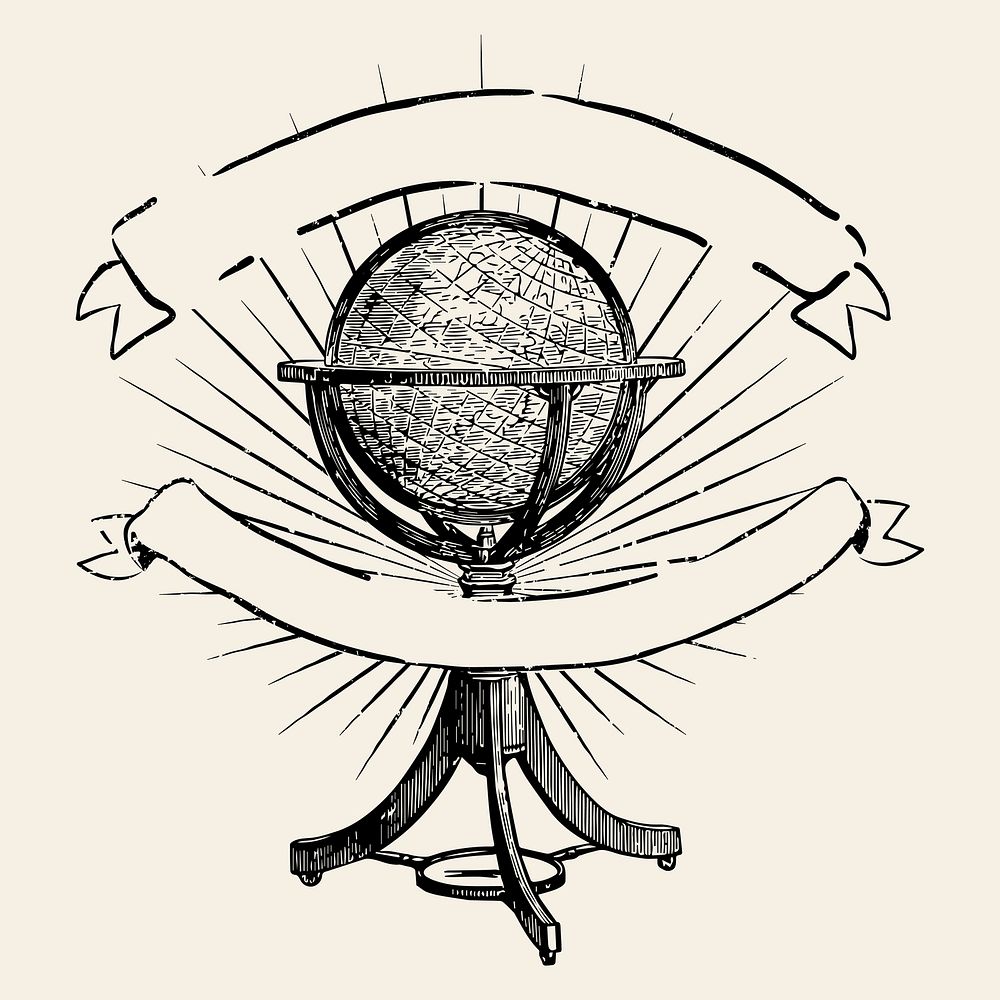 Standing globe illustration badge vector