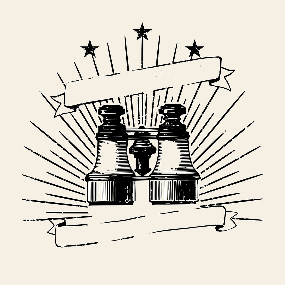Vintage binoculars illustration badge vector