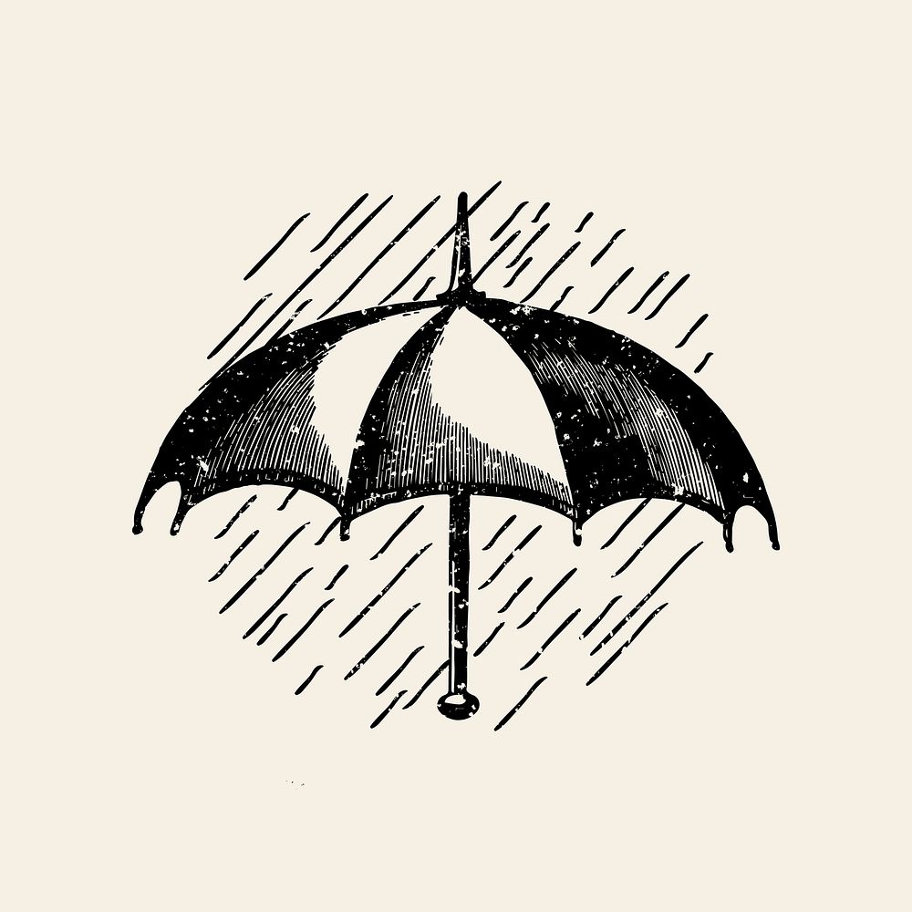 Umbrella in the rain badge vector