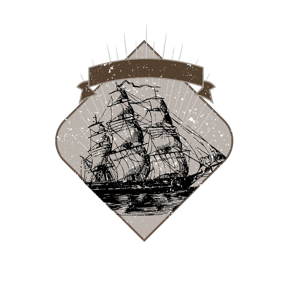 Sailing ship illustration badge vector