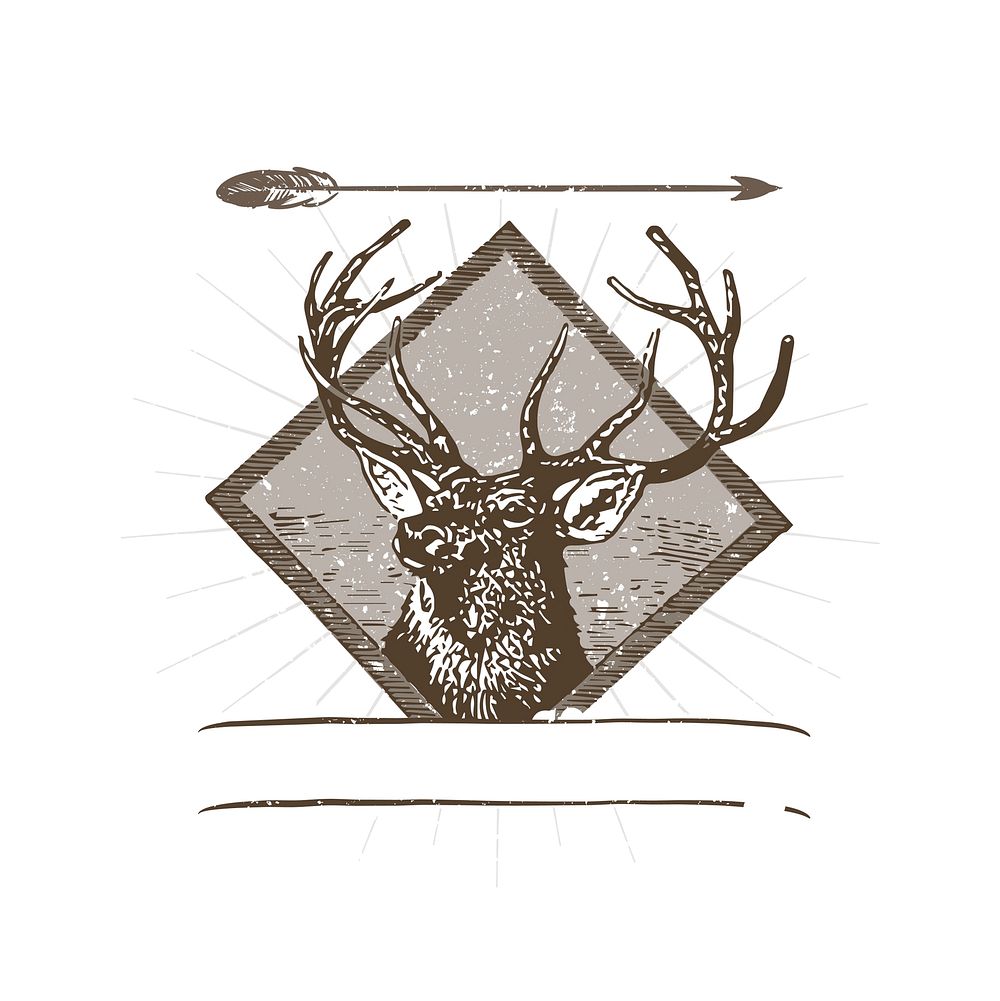 Male deer illustration badge vector
