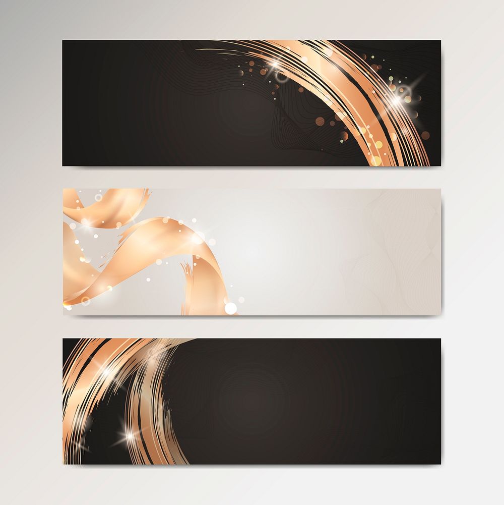 Golden wave abstract banner vector