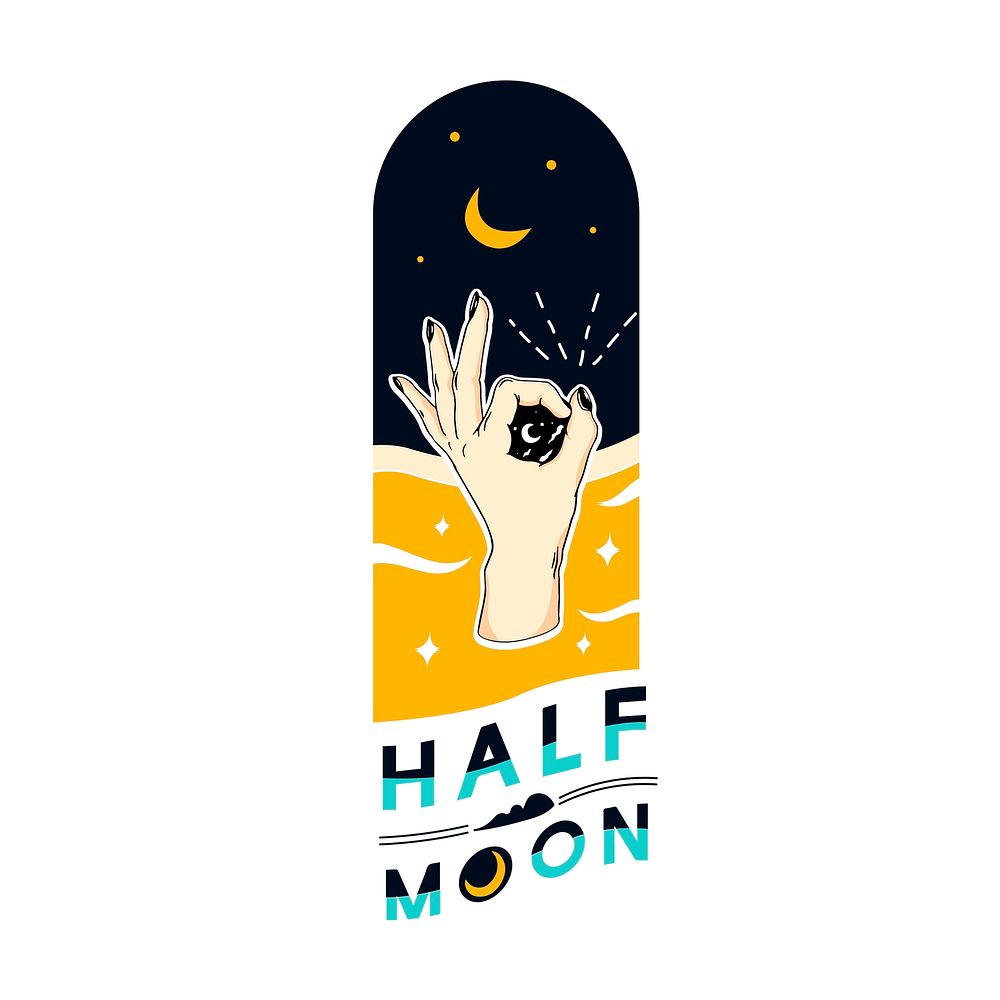 Half moon with ok hand gesture vector
