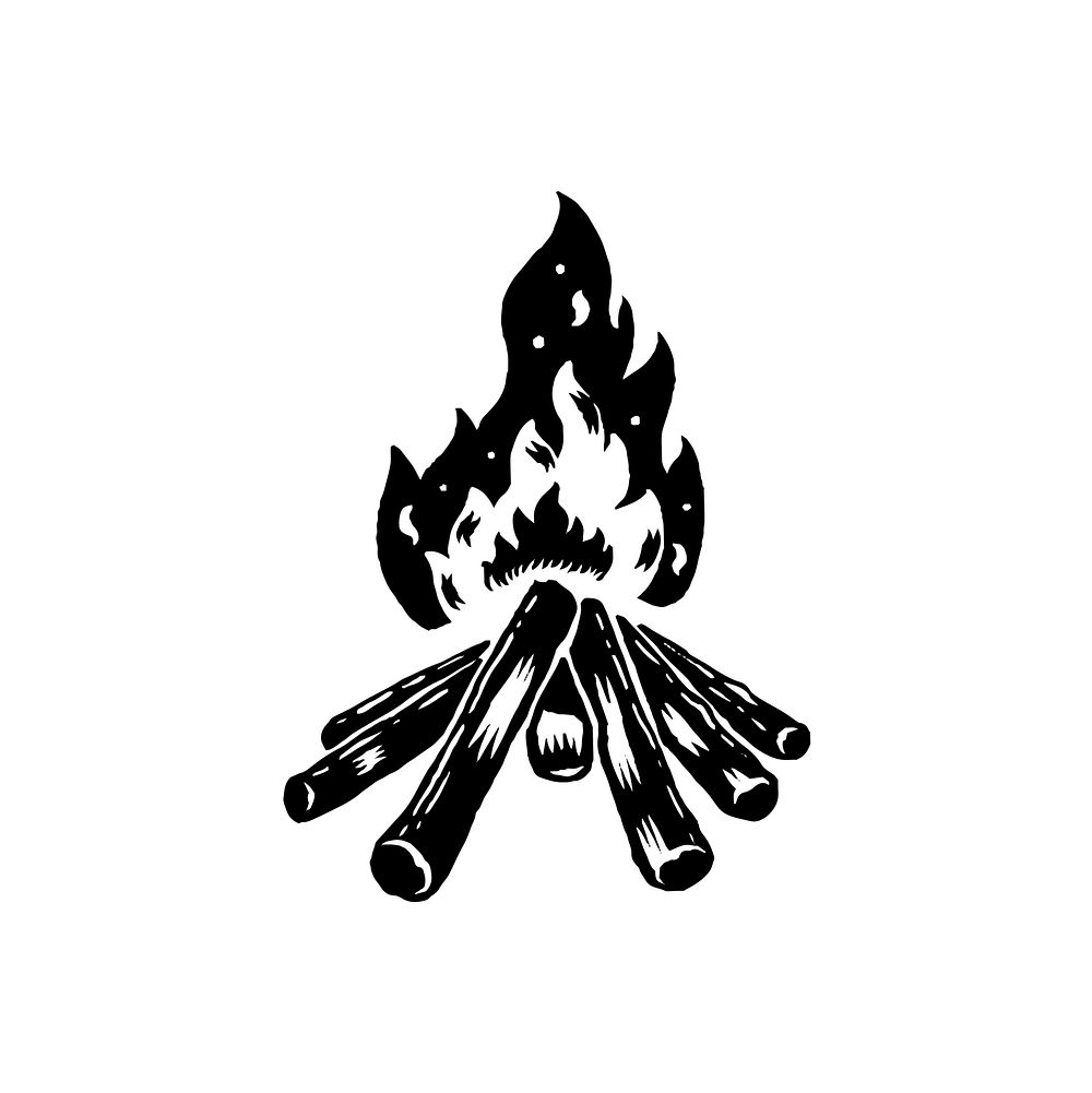 Black camping wild bonfire vector