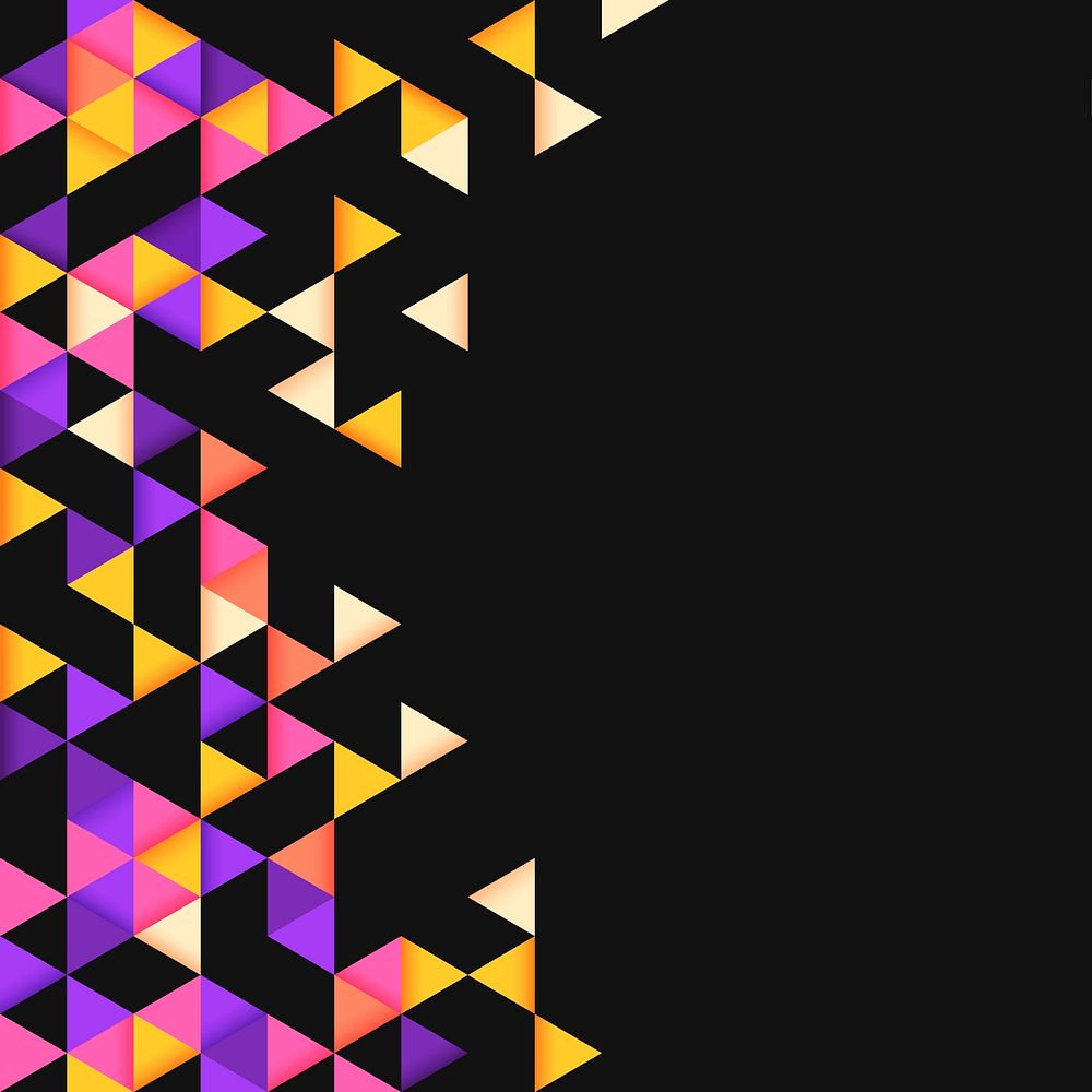 Colorful triangle patterned on black background
