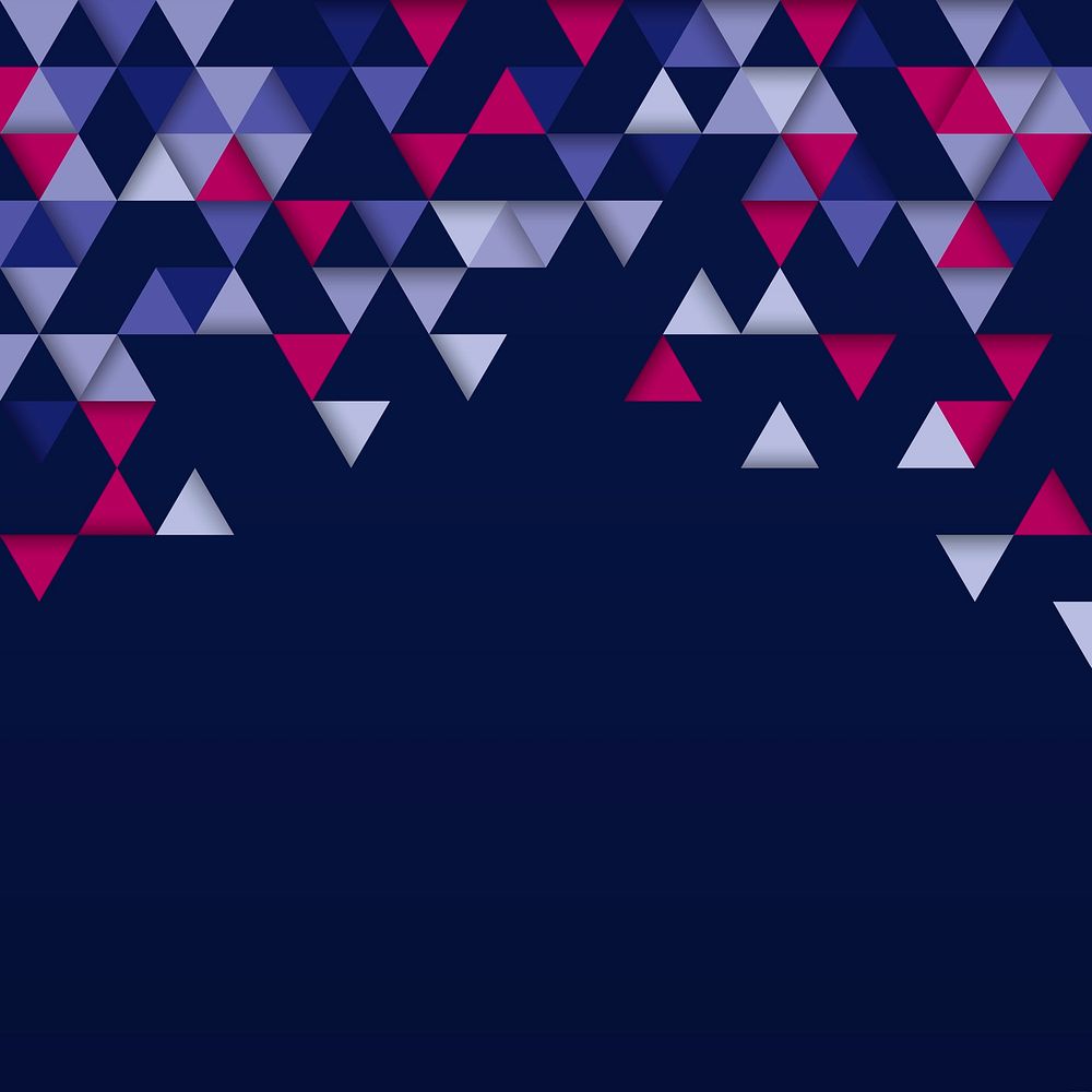Colorful triangle patterned on blue background