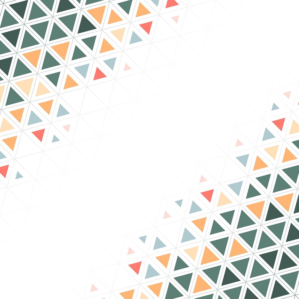 Colorful triangle patterned on white background