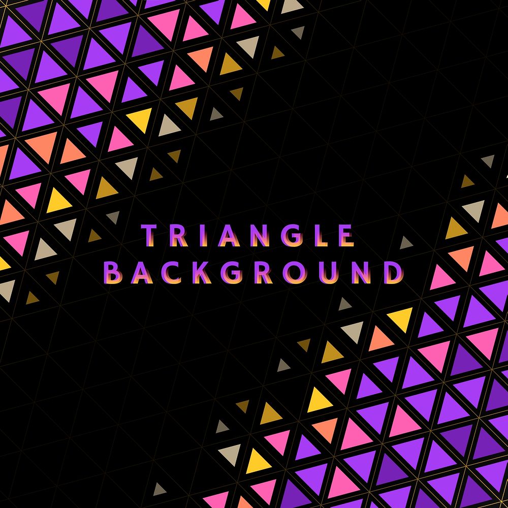 Colorful triangle patterned on black background