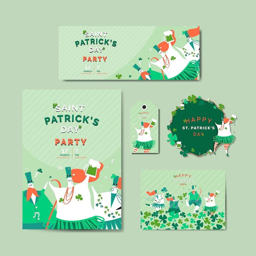 St. Patrick's Day celebration set layout vector