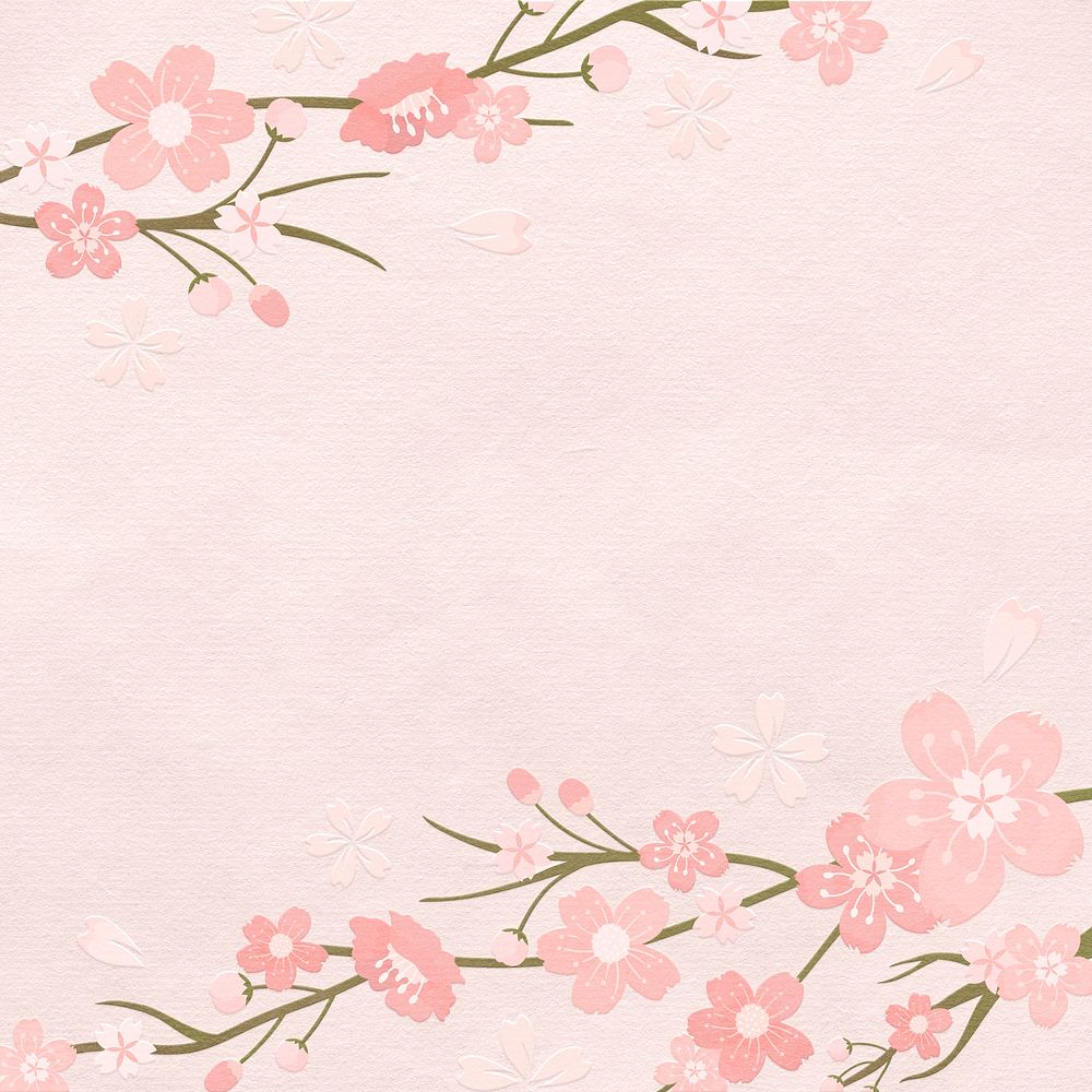 Spring background psd with pink sakura flower