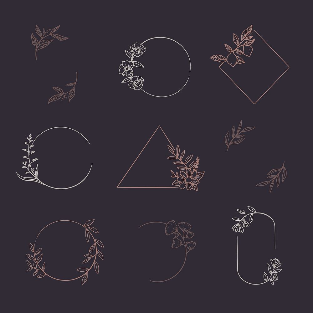 Botanical frame element vector collection