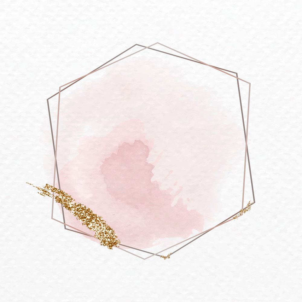 Golden glitter smudge on a hexagon frame vector