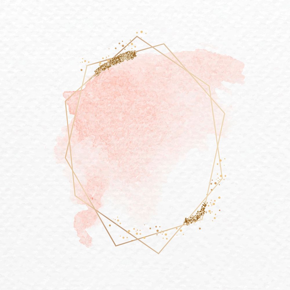 Golden glitter smudge on a hexagon frame vector