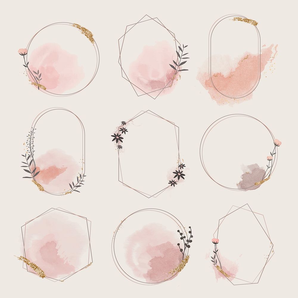 Geometric floral frame collection vector