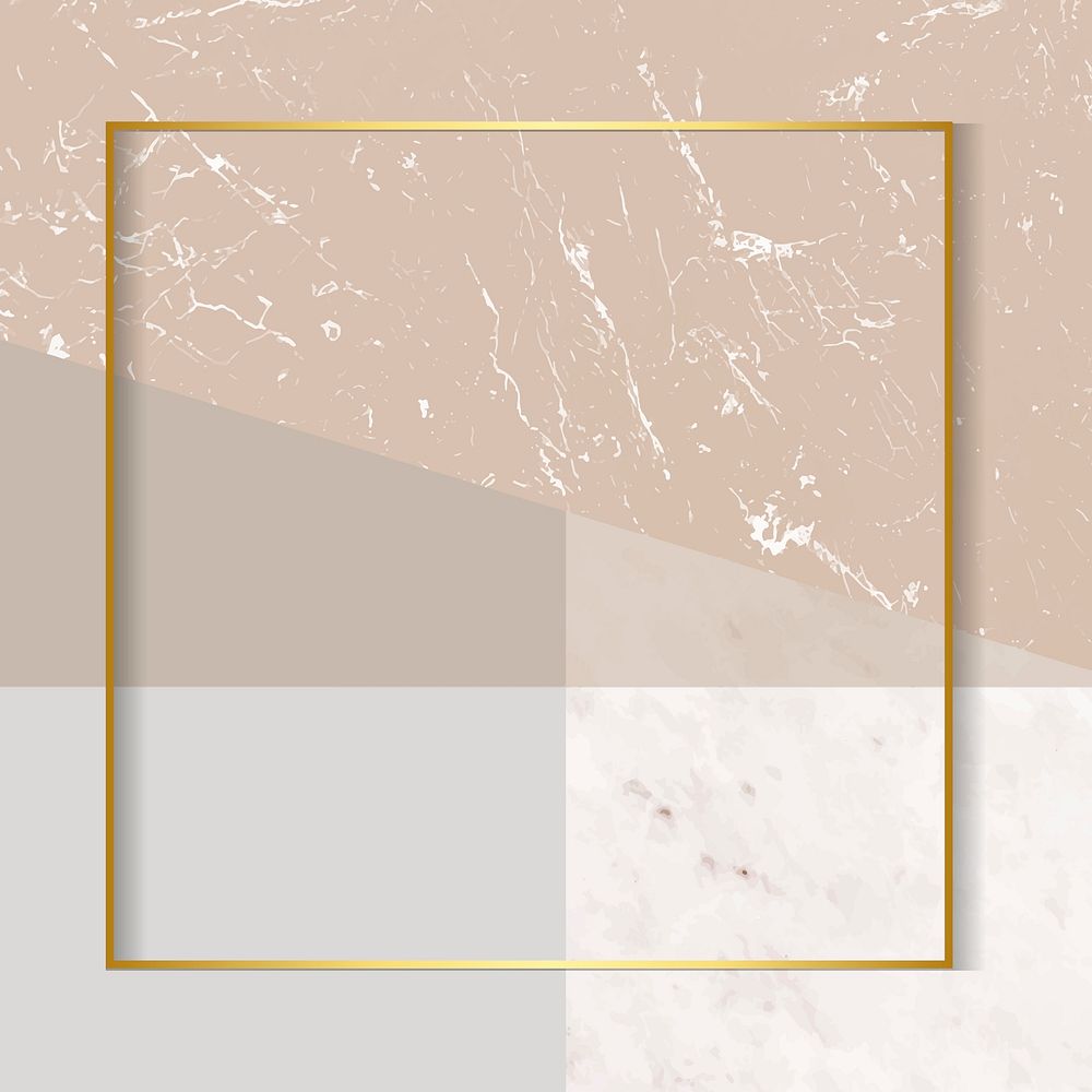 Gold square frame badge vector