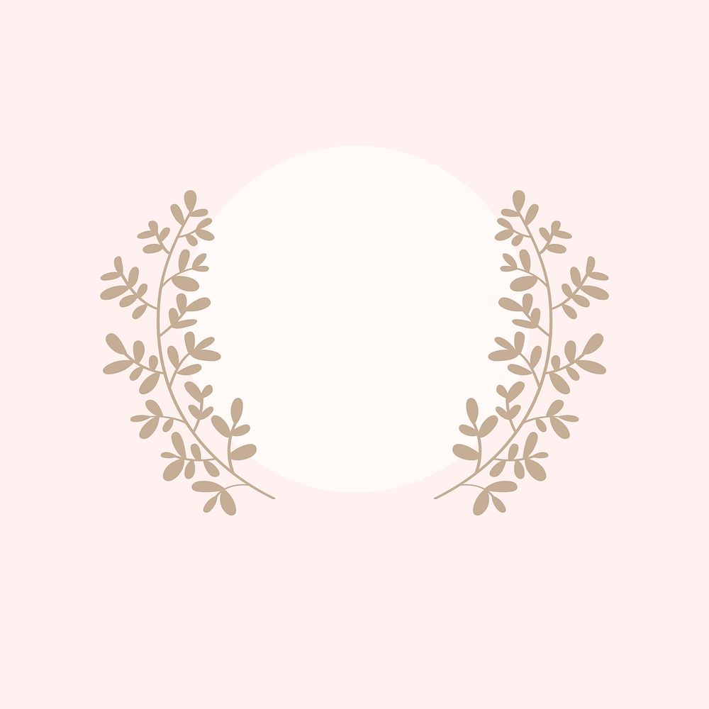 Pink botanical laurel wreath vector
