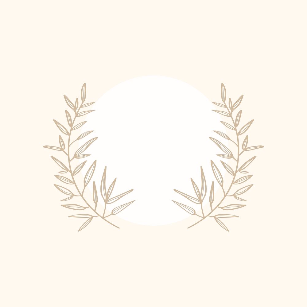 Cream botanical laurel wreath vector