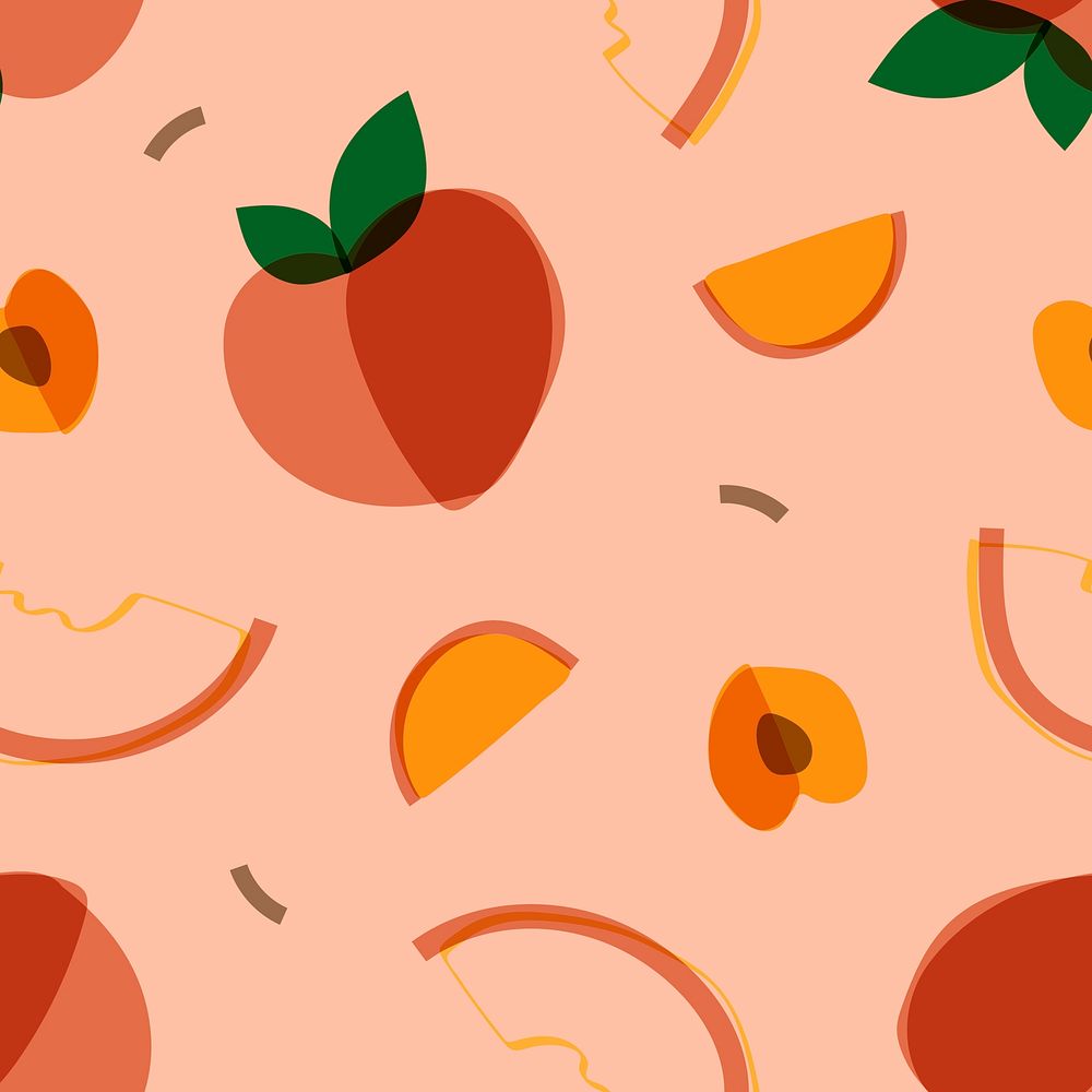 Tropical peach fruit pattern vector