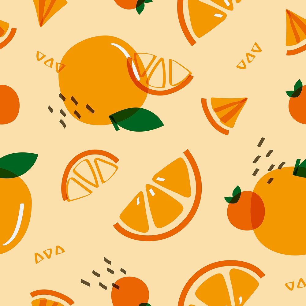 Tropical orange fruit pattern vector