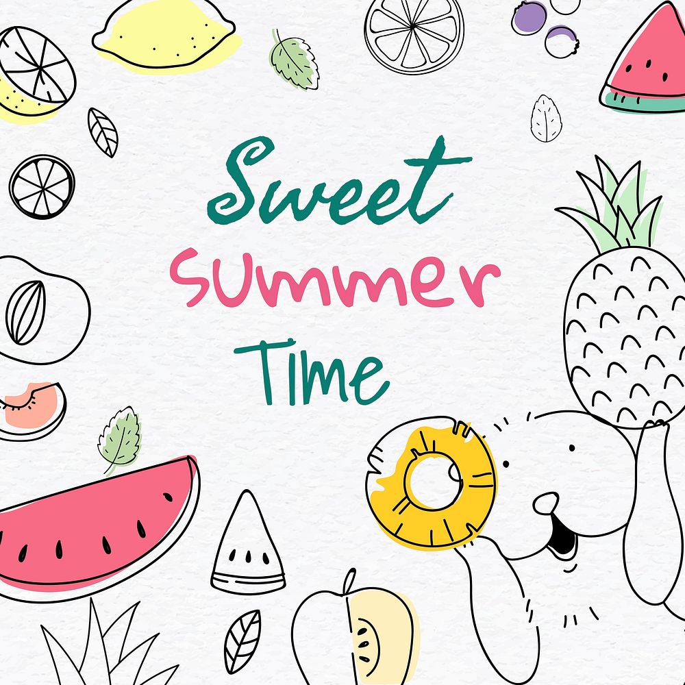 Sweet summertime doodle frame vector