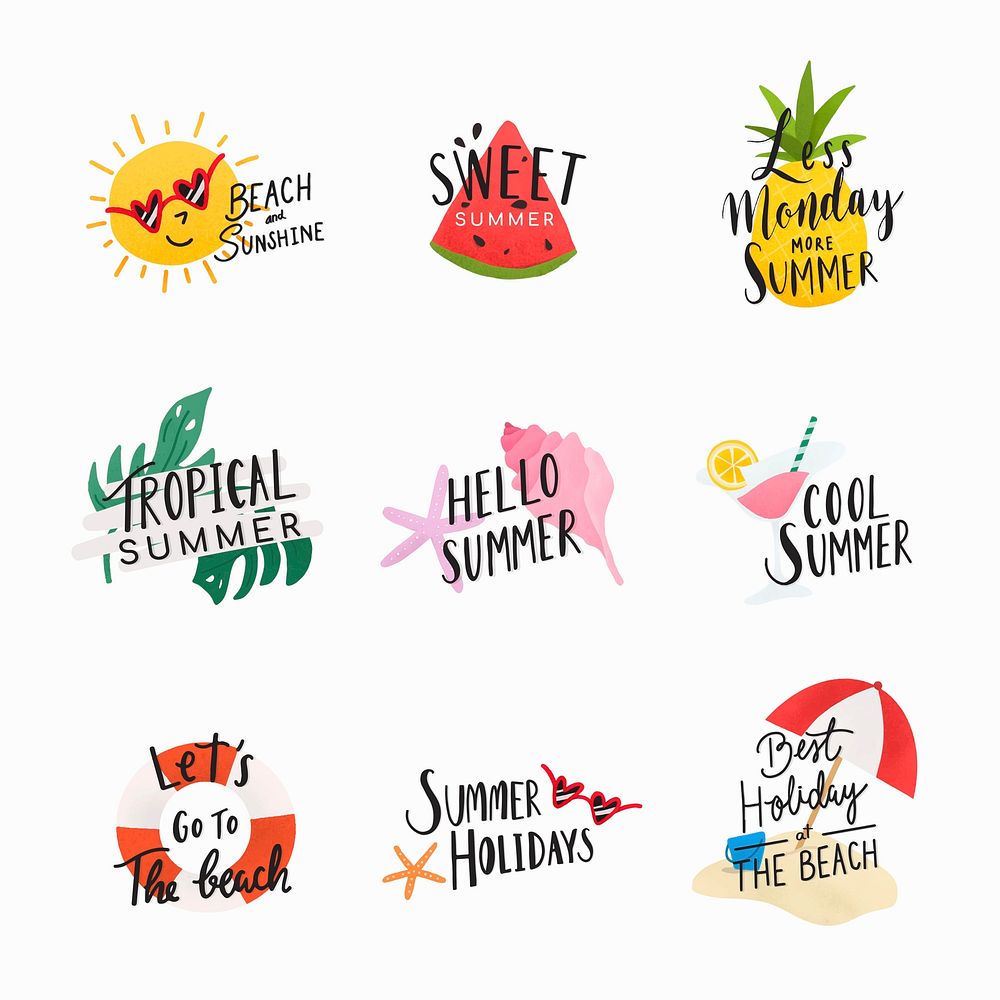 Summer badge design vector set