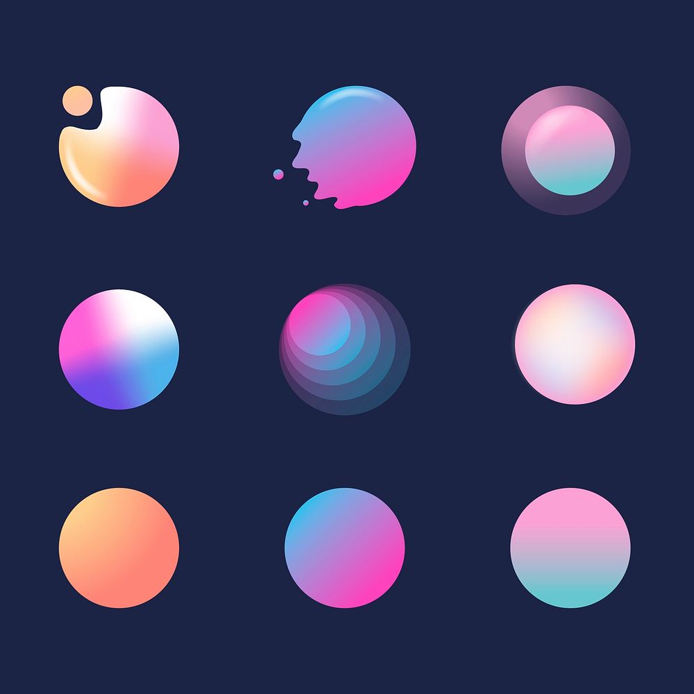 Colorful gradient badge vector set