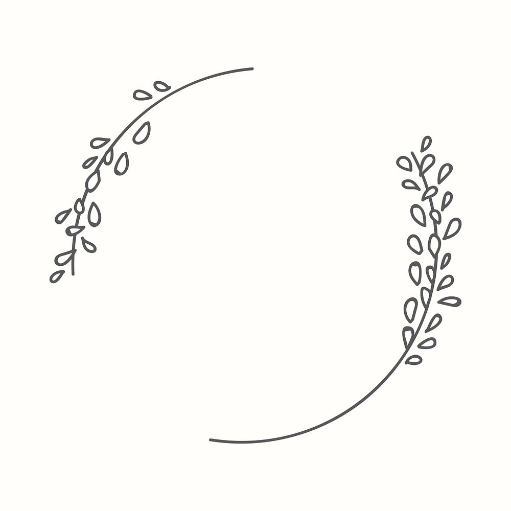 Black botanical wreath on white background vector