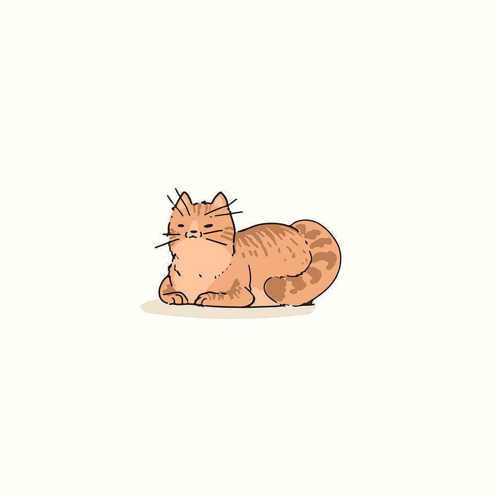 Orange cat doodle element vector